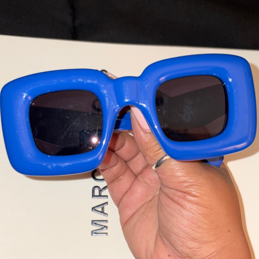 Blue Rectangular Sunglasses - image 2